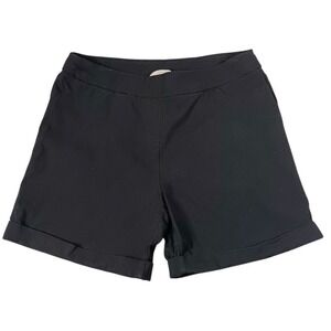 Soft Surroundings Chino Shorts Womens Medium Black Cuffed Elastic Waist Twill